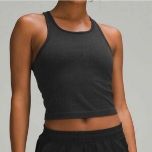 Lululemon Ebb to Street Ribbed Cropped Racerback Tank Top Charcoal Grey Size 6